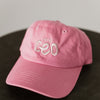 dark pink baseball cap with light pink embroidery "Mini CEO" for toddlers