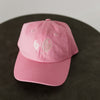 dark pink baseball cap for toddler with light pink embroidery "Olive BFF's" on front of hat