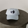 light blue baseball cap for toddler with navy embroidery "Olive BFF's" on front of hat