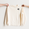 bone colored long-sleeve sweatshirt crewneck for adults with bff club embroidered in navy