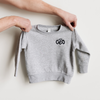 gray toddler sweatshirt with mini ceo embroidered in navy