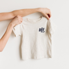 oat short sleeve toddler t-shirt with bff club screenprinted in navy