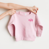 pink toddler sweatshirt with mini ceo embroidered in dark pink